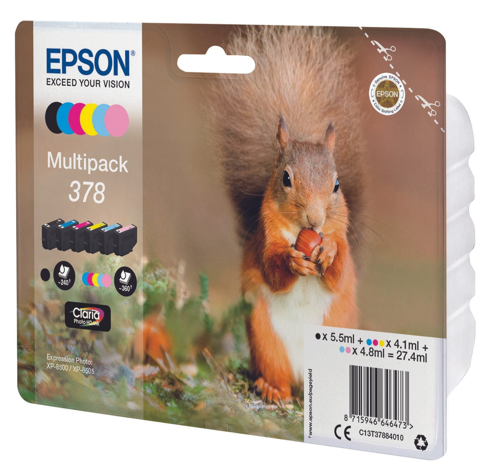 Epson Original 378 Eichhörnchen Druckerpatronen 6er Multipack schwarz, cyan, cyan hell, magenta, magenta hell, gelb
