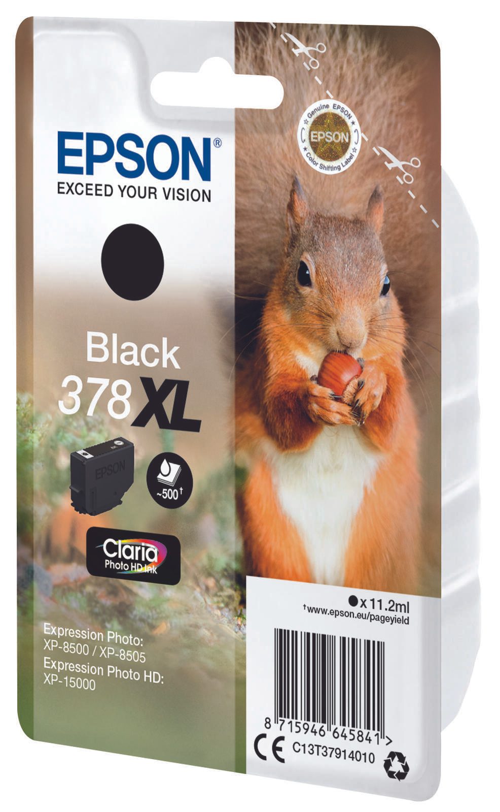 Epson Original 378XL Eichhörnchen Druckerpatrone schwarz 500 Seiten 11,2ml (C13T37914010)