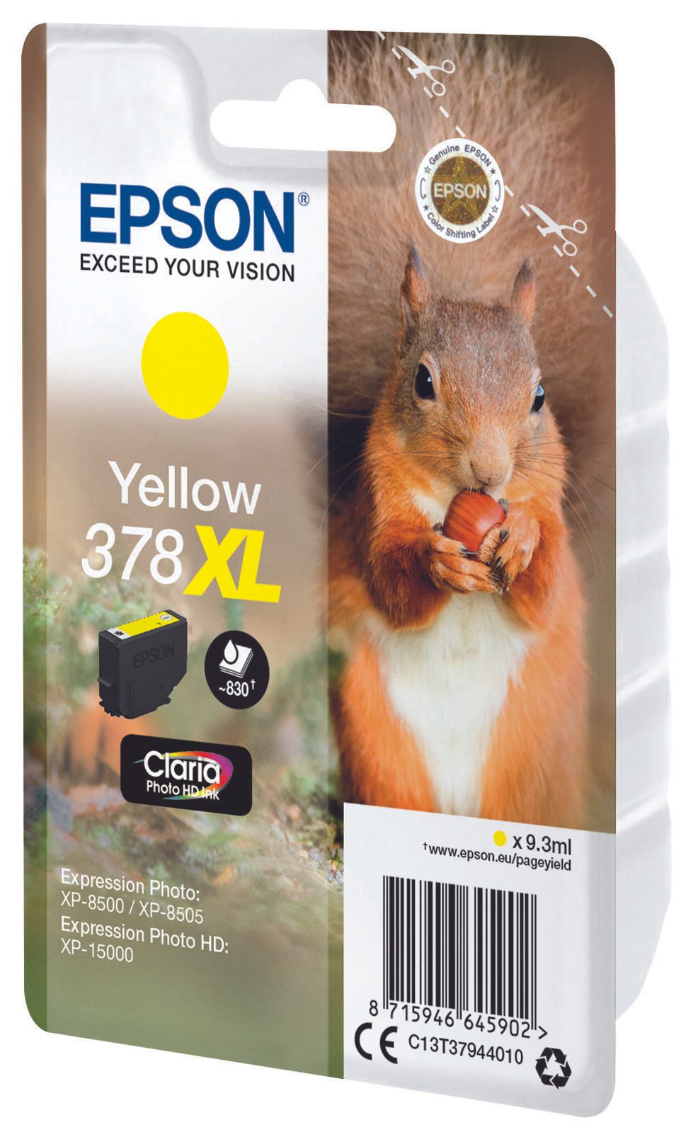 Epson Original 378XL Eichhörnchen Druckerpatrone gelb 830 Seiten 9,3ml (C13T37944010)