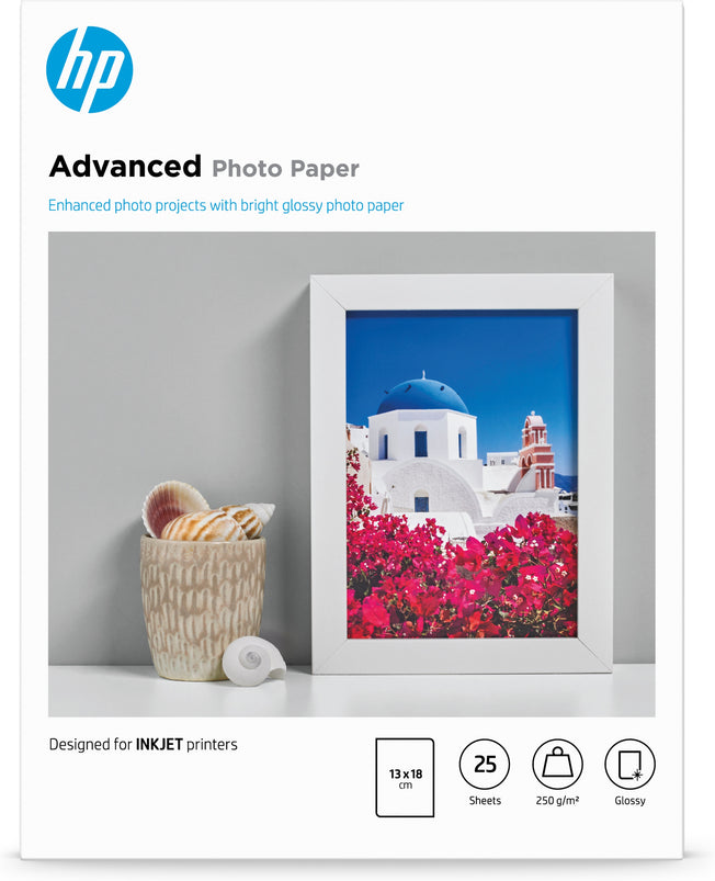 Fotopapier HP 13x18cm 25Stьck 250g/m2 Randlos Glдnzend