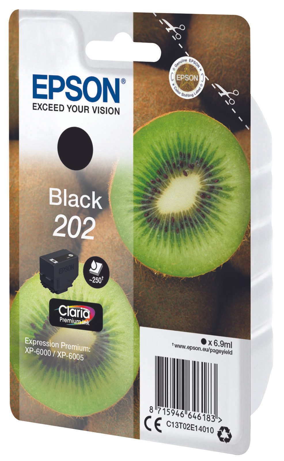 Epson Original 202 Kiwi Druckerpatrone schwarz 250 Seiten 6,9ml (C13T02E14010)