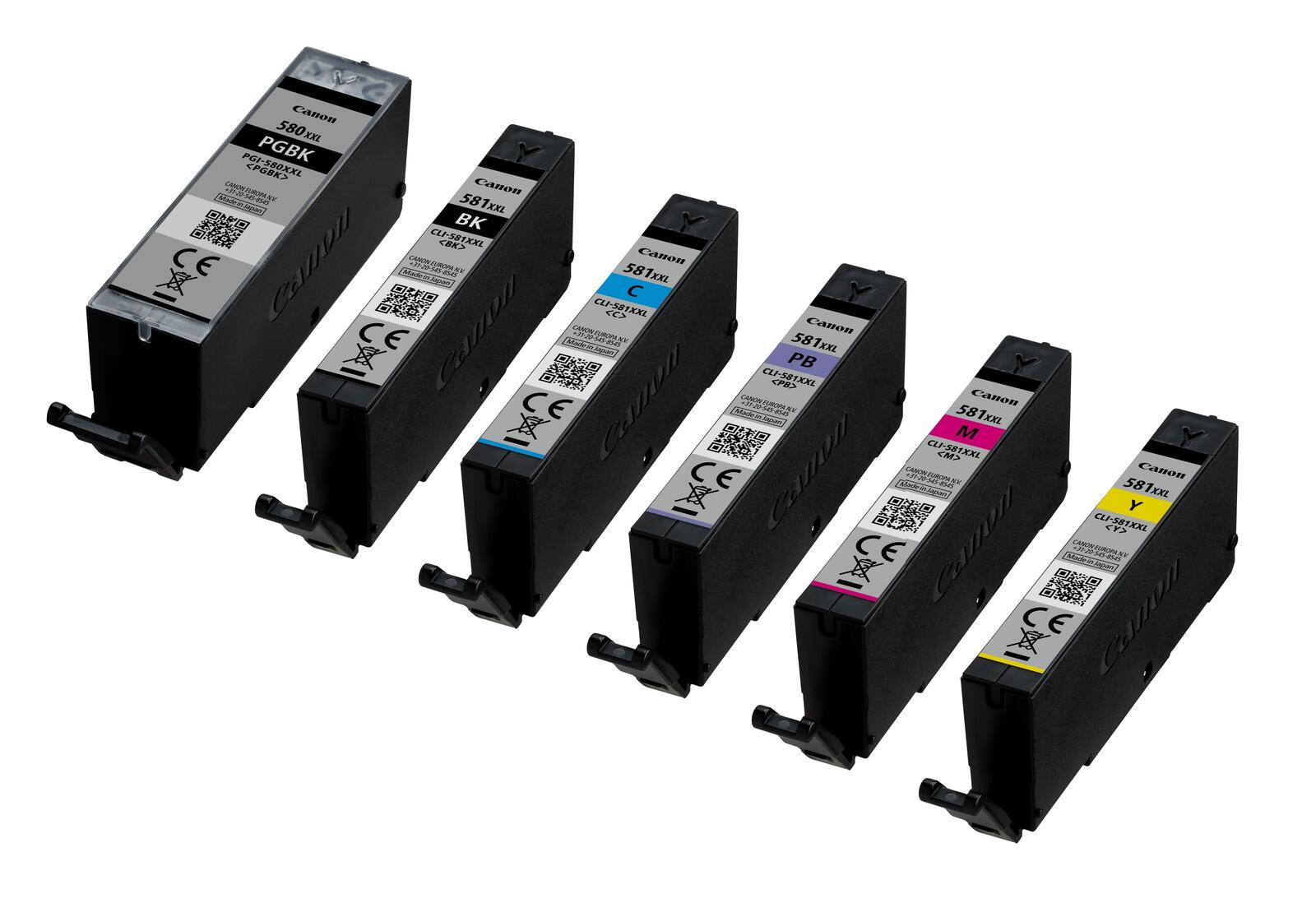 Canon Original PGI-580XXL PGBK+ CLI-581XXL Druckerpatronen 6er-Multipack - BK/C/PB/M/Y/BK
