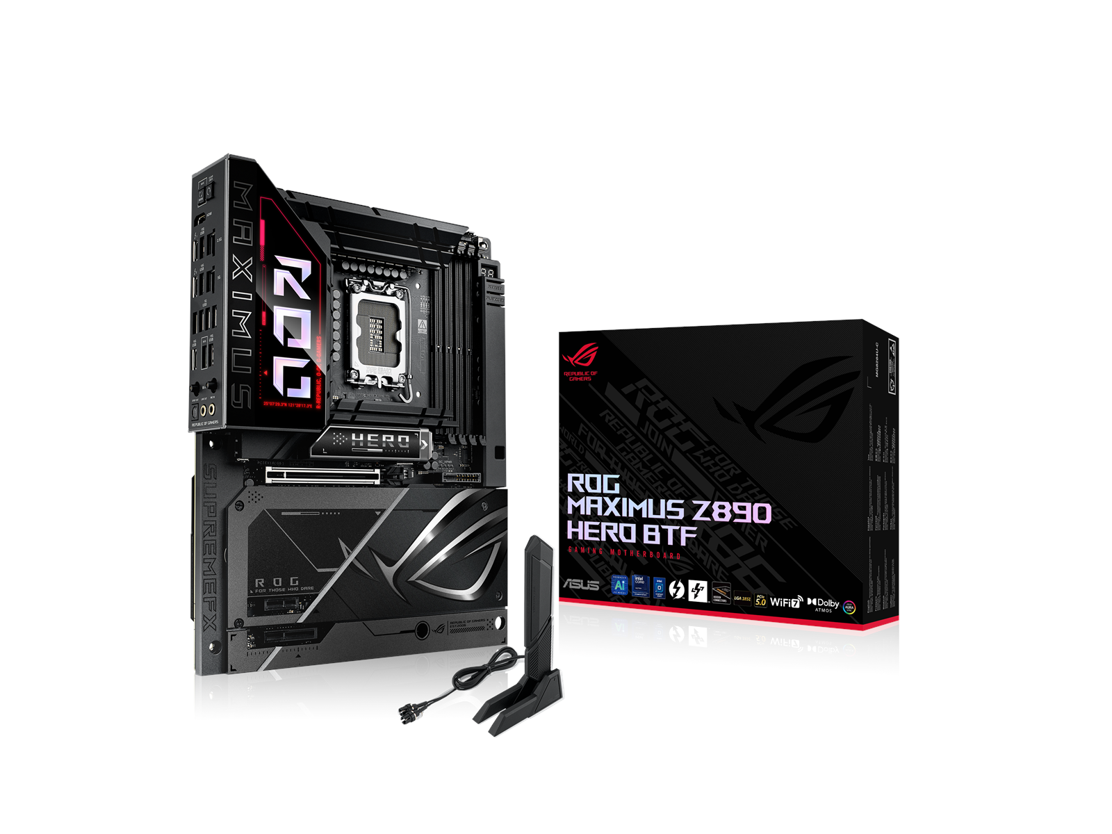 ASUS ROG MAXIMUS Z890 HERO BTF Mainboard - Intel Z890 - Intel LGA1851 socket - DDR5 RAM - ATX