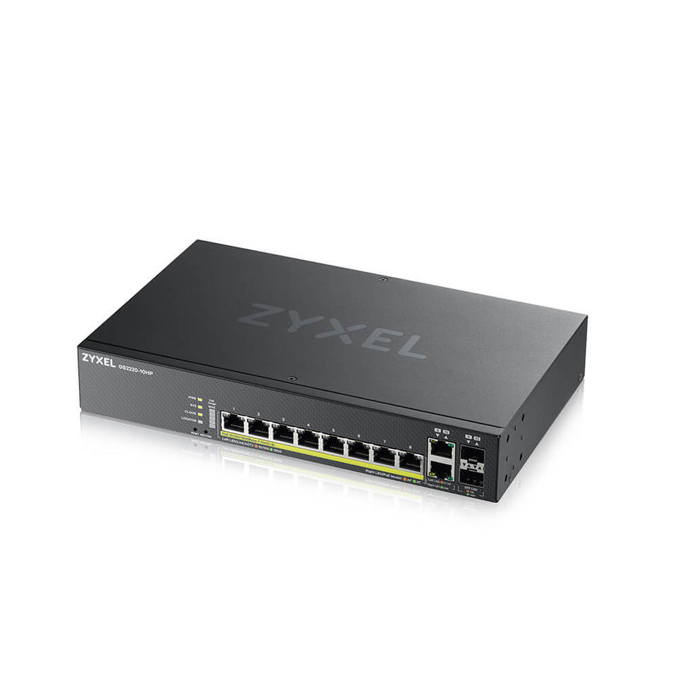 Zyxel Switch 10x GE GS2220-10HP 8Port+2xSFP/Rj45