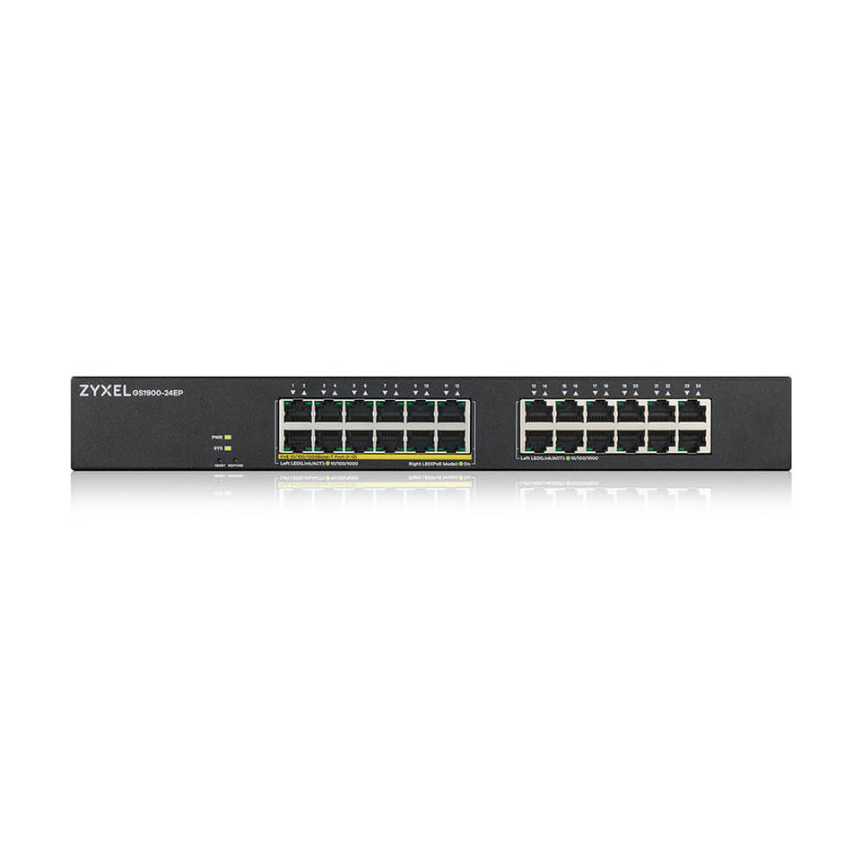 Zyxel Switch 24x GE GS1900-24EP 12x PoE+ Ports.130W  Managed