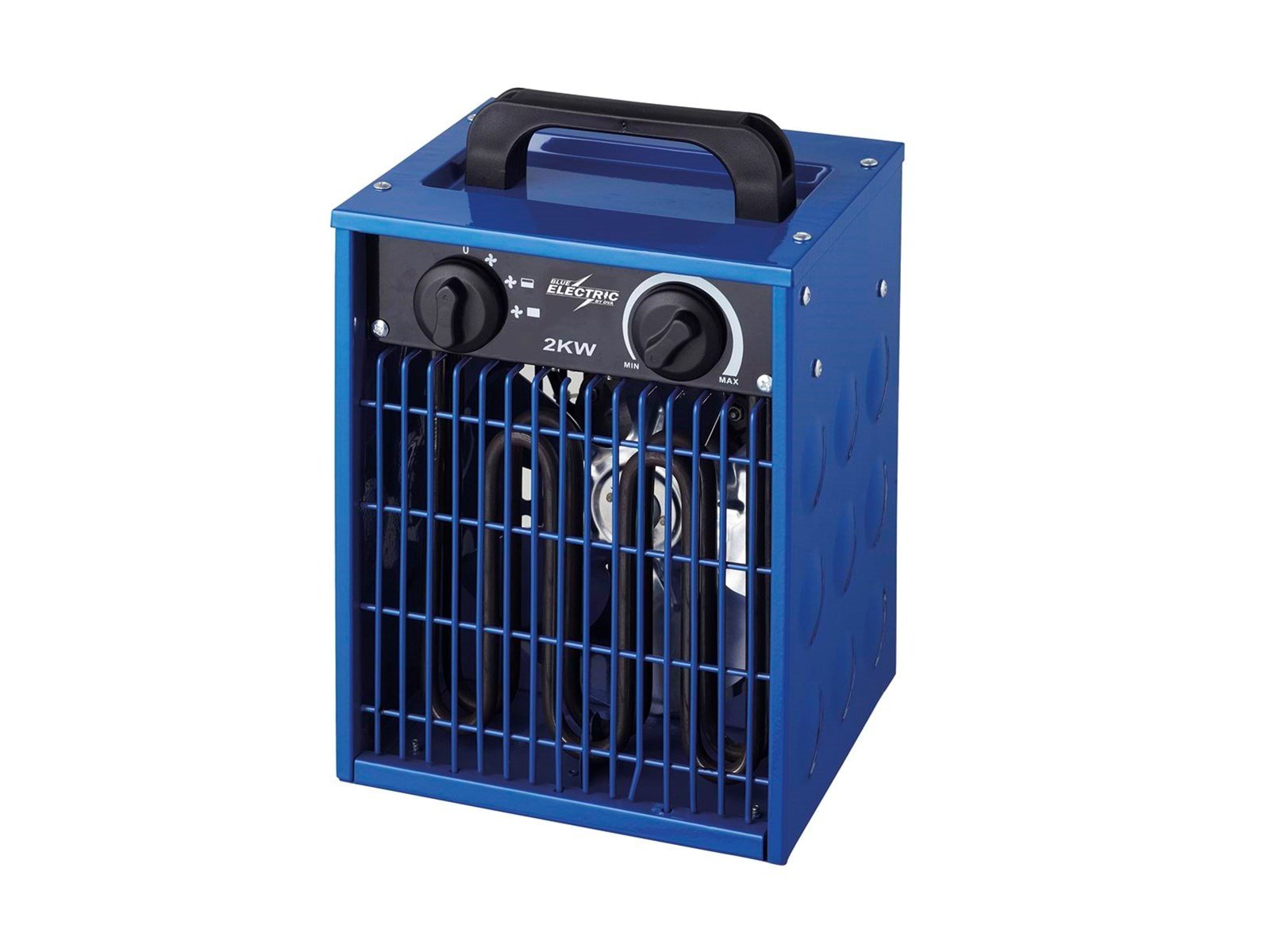 Blue Electric Fan heater 2kW 230V blue
