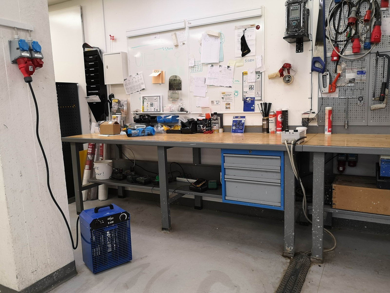 Blue Electric Fan heater 9kW 400V, blue