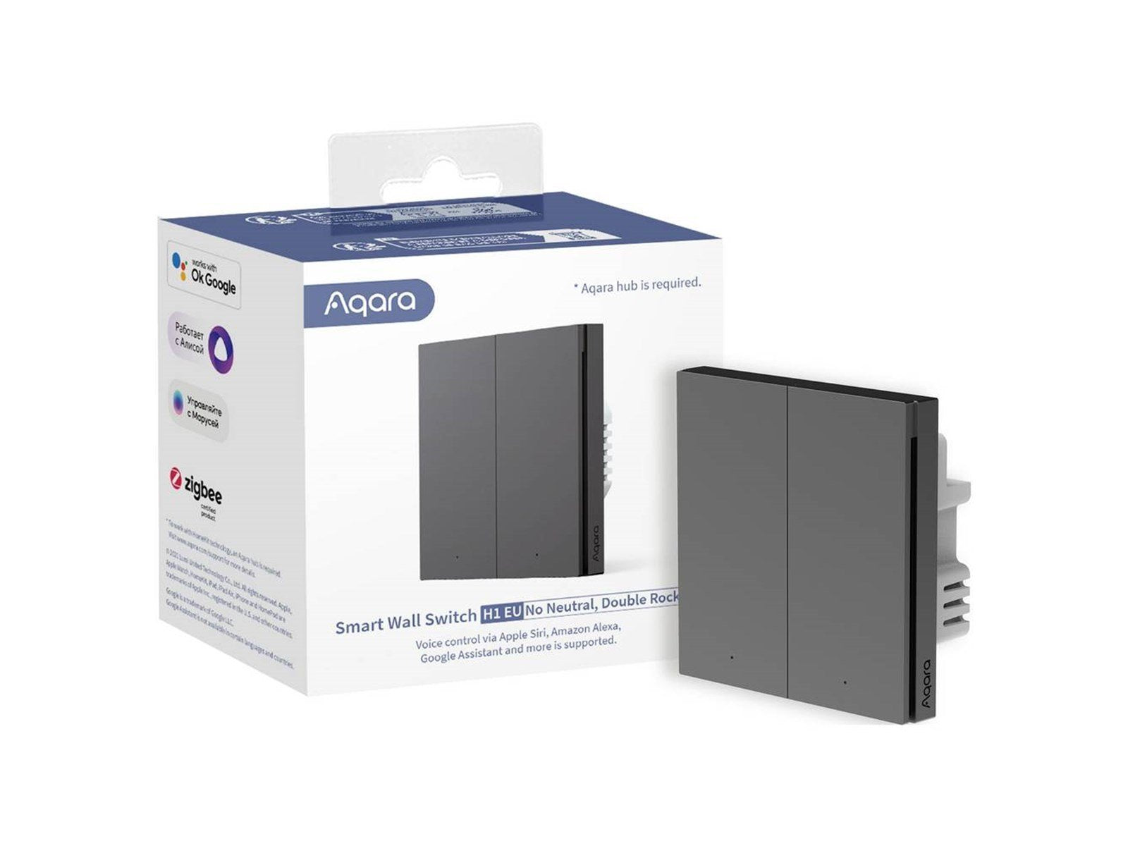 Aqara Smart Wall Switch H1 Double– Grey (No Neutral)