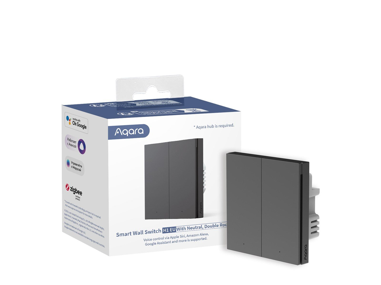 Aqara Smart Wall Switch H1 Double– Grey (With Neutral)