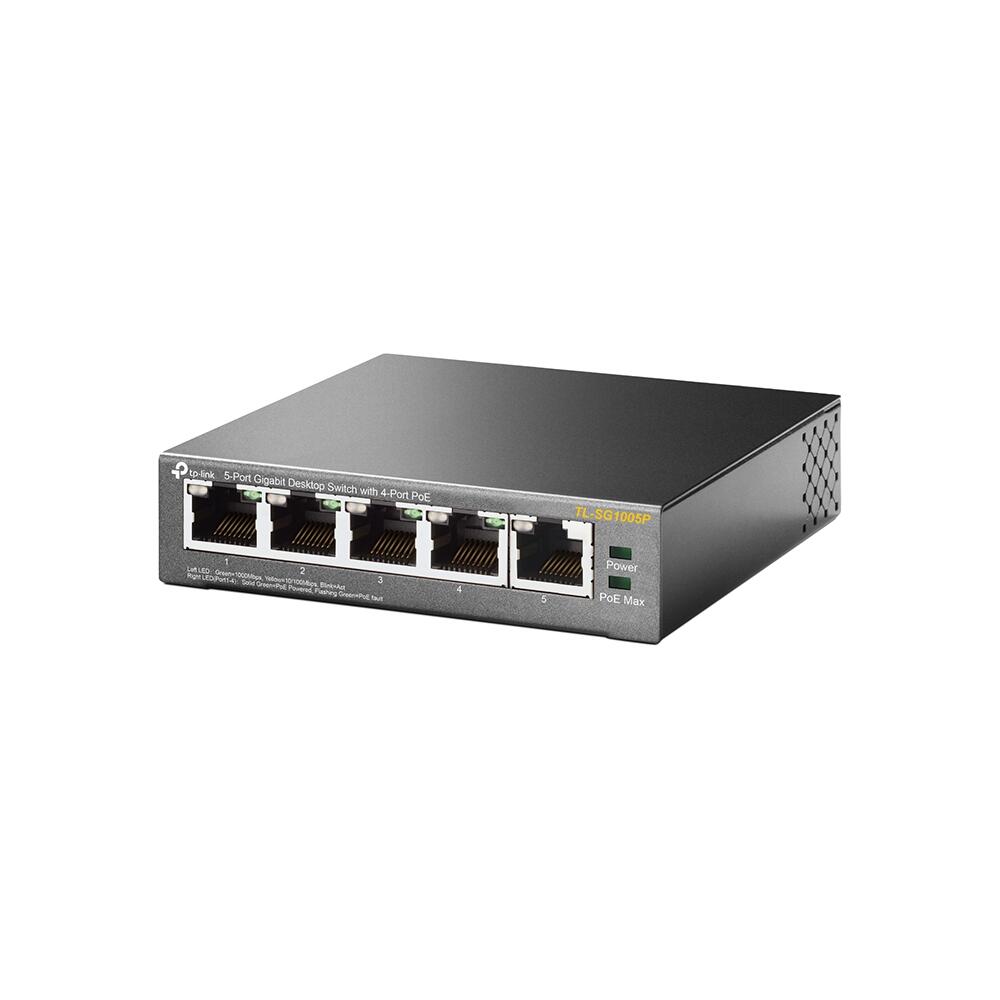 TP-Link TL-SG1005P 5-Port-10/100/1000Mbit/s-Desktop-Switch mit 4 PoE-Ports