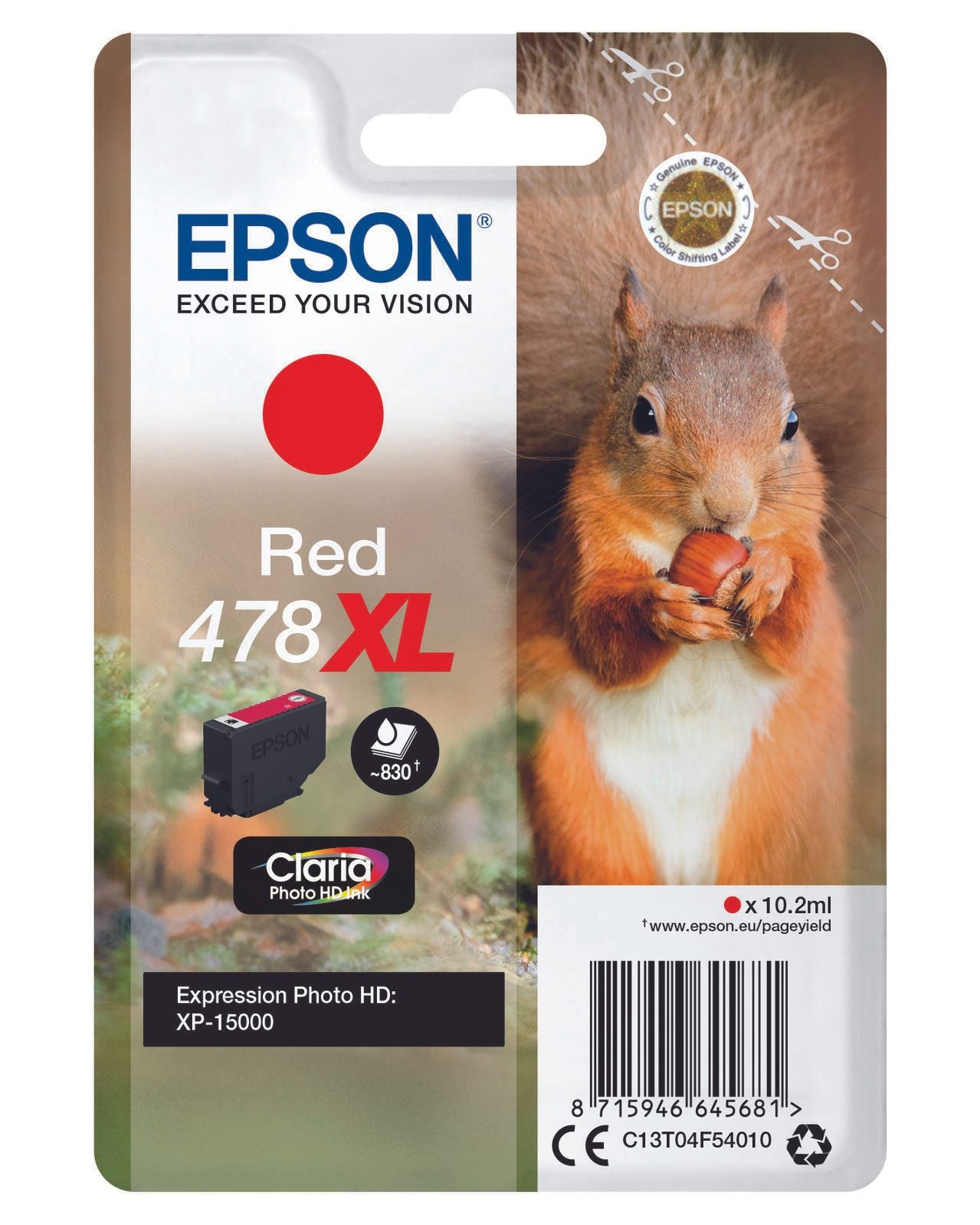 Epson Original 478XL Eichhörnchen Druckerpatrone rot 10,2 ml (C13T04F54010)