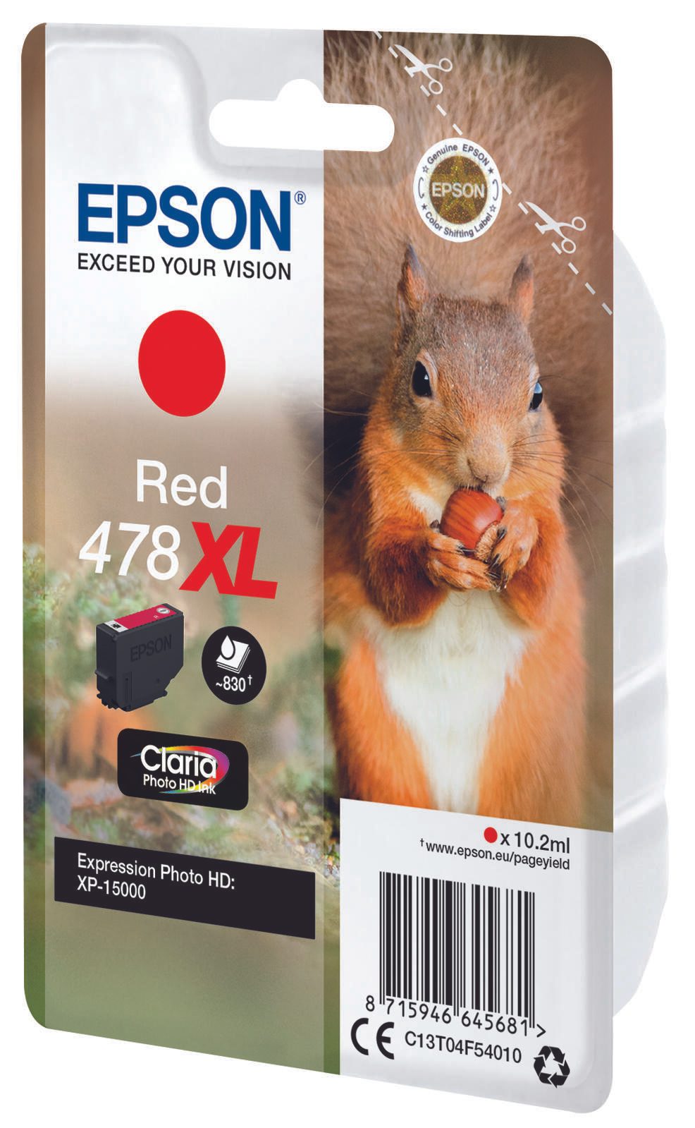 Epson Original 478XL Eichhörnchen Druckerpatrone rot 10,2 ml (C13T04F54010)