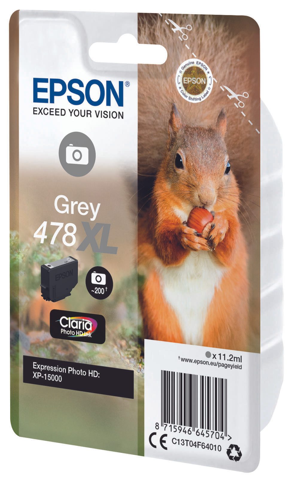 Epson Original 478XL Eichhörnchen Druckerpatrone grau 10,2ml (C13T04F64010)