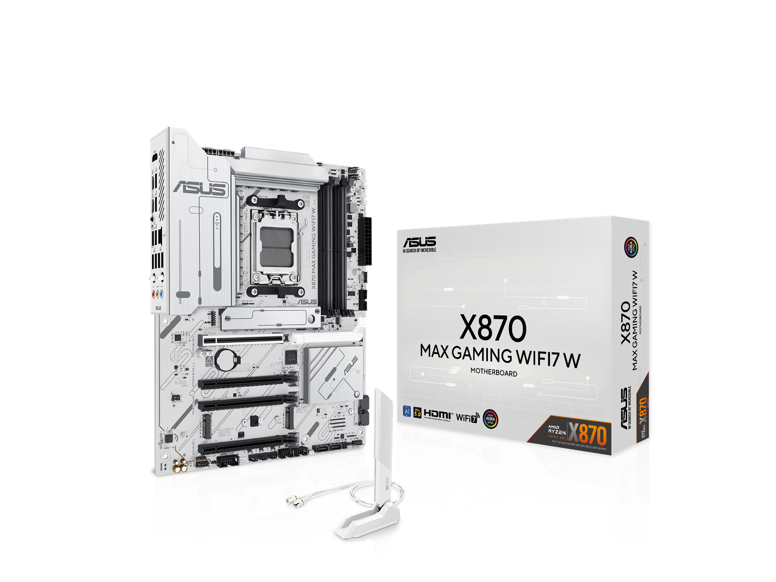 ASUS X870 MAX GAMING WIFI7 WHITE Mainboard - AMD X870 - AMD AM5 socket - DDR5 RAM - ATX