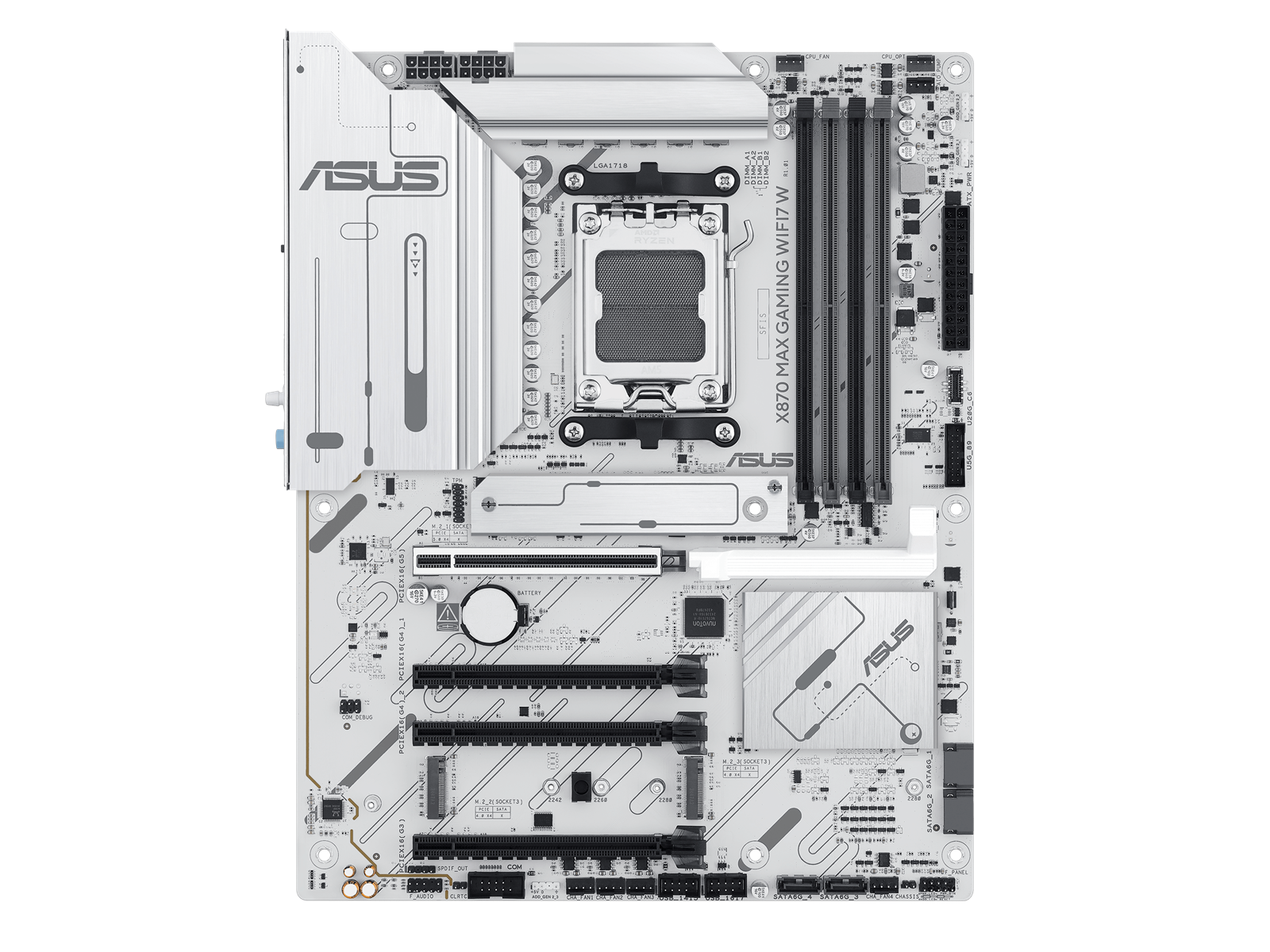 ASUS X870 MAX GAMING WIFI7 WHITE Mainboard - AMD X870 - AMD AM5 socket - DDR5 RAM - ATX
