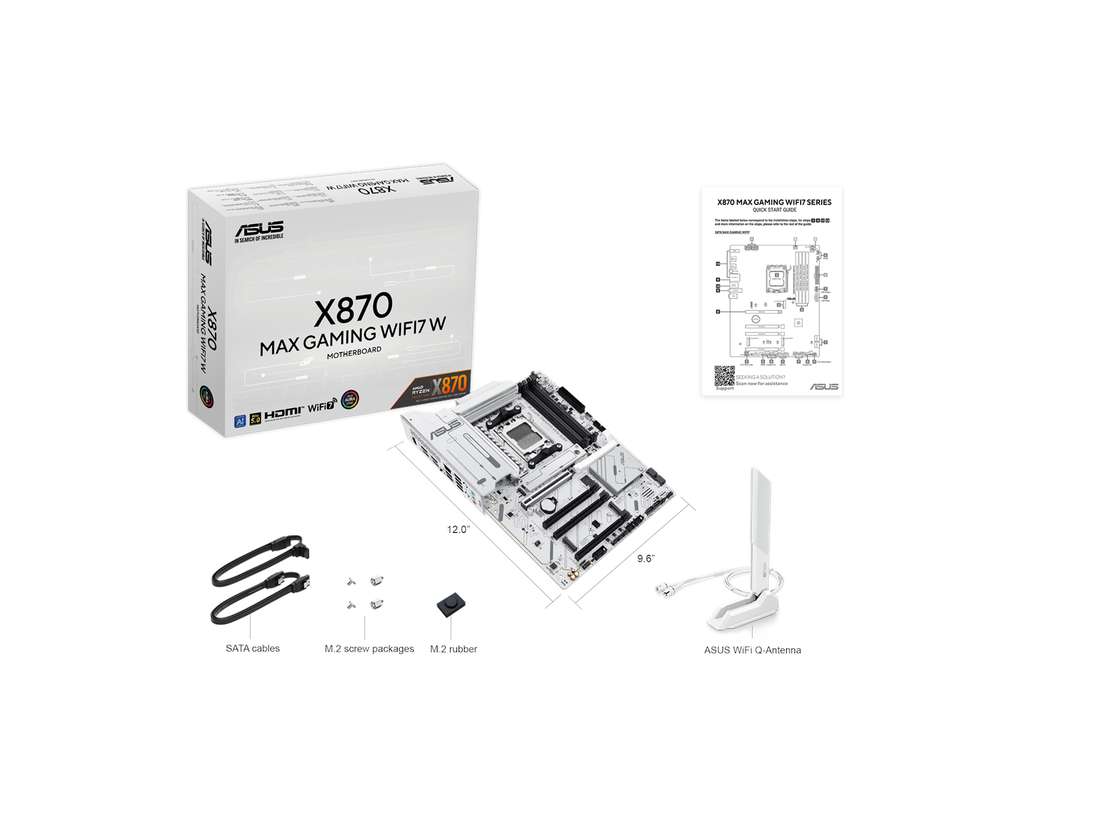 ASUS X870 MAX GAMING WIFI7 WHITE Mainboard - AMD X870 - AMD AM5 socket - DDR5 RAM - ATX