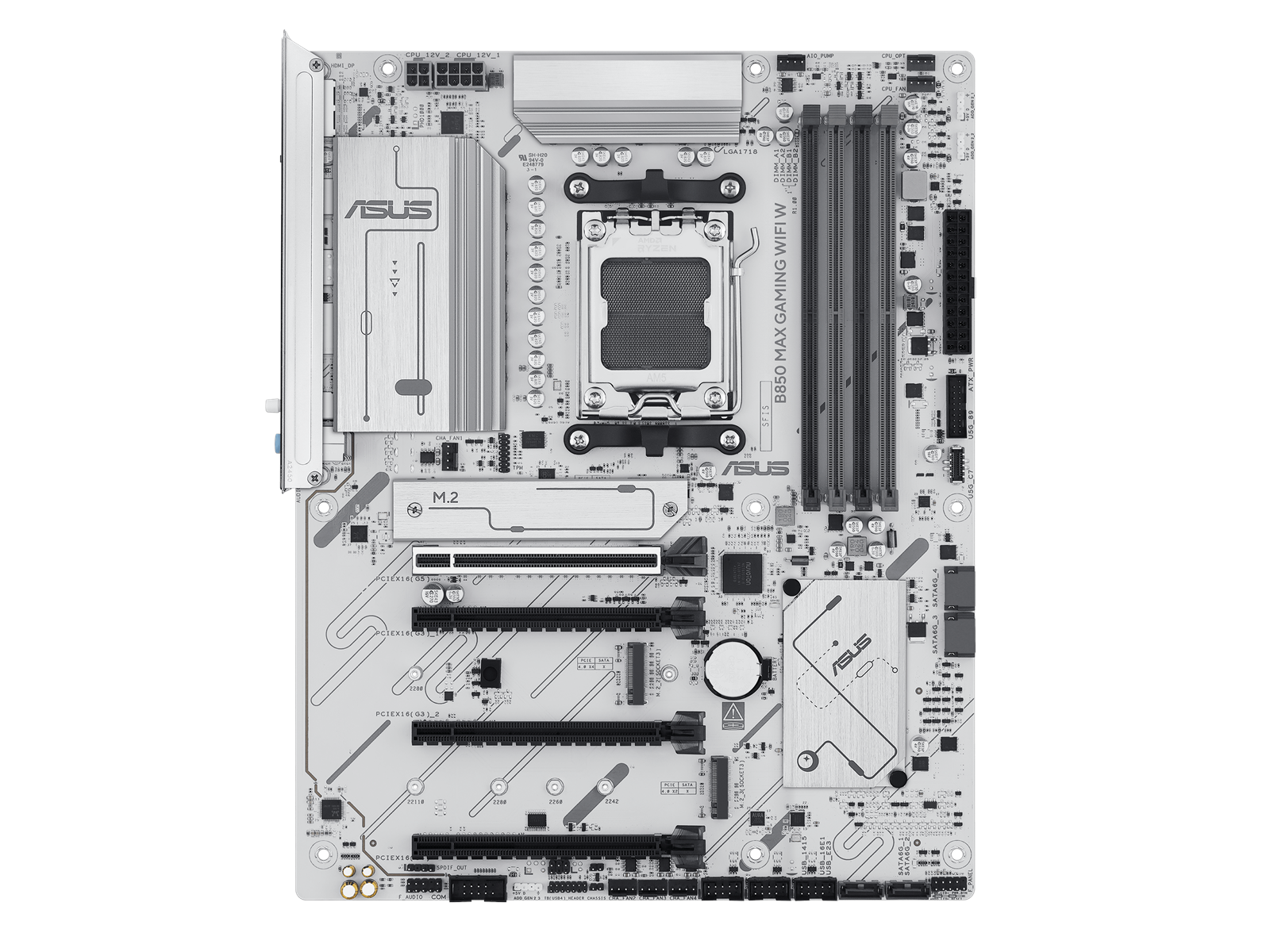 ASUS B850 MAX GAMING WIFI WHITE Mainboard - AMD B850 - AMD AM5 socket - DDR5 RAM - ATX