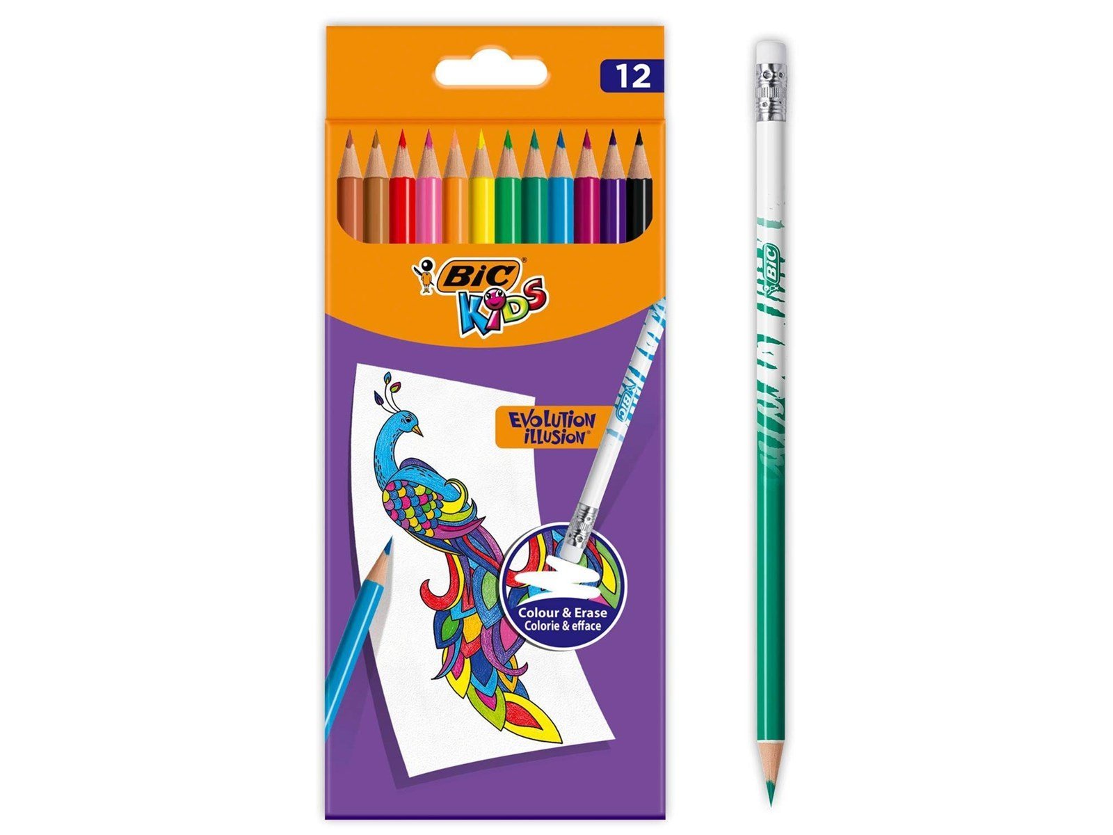 BIC Kids Evolution Erasable Colored Pencils 12 pcs.