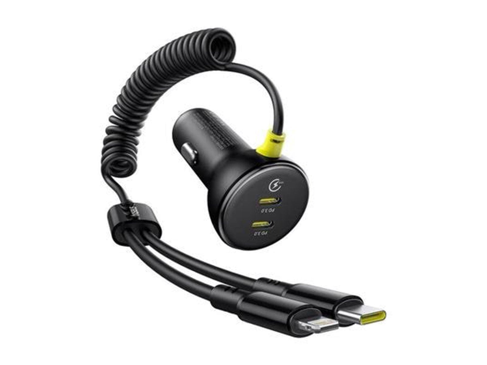 Baseus 60W USB-C Car Charger with Lightning Cable Black