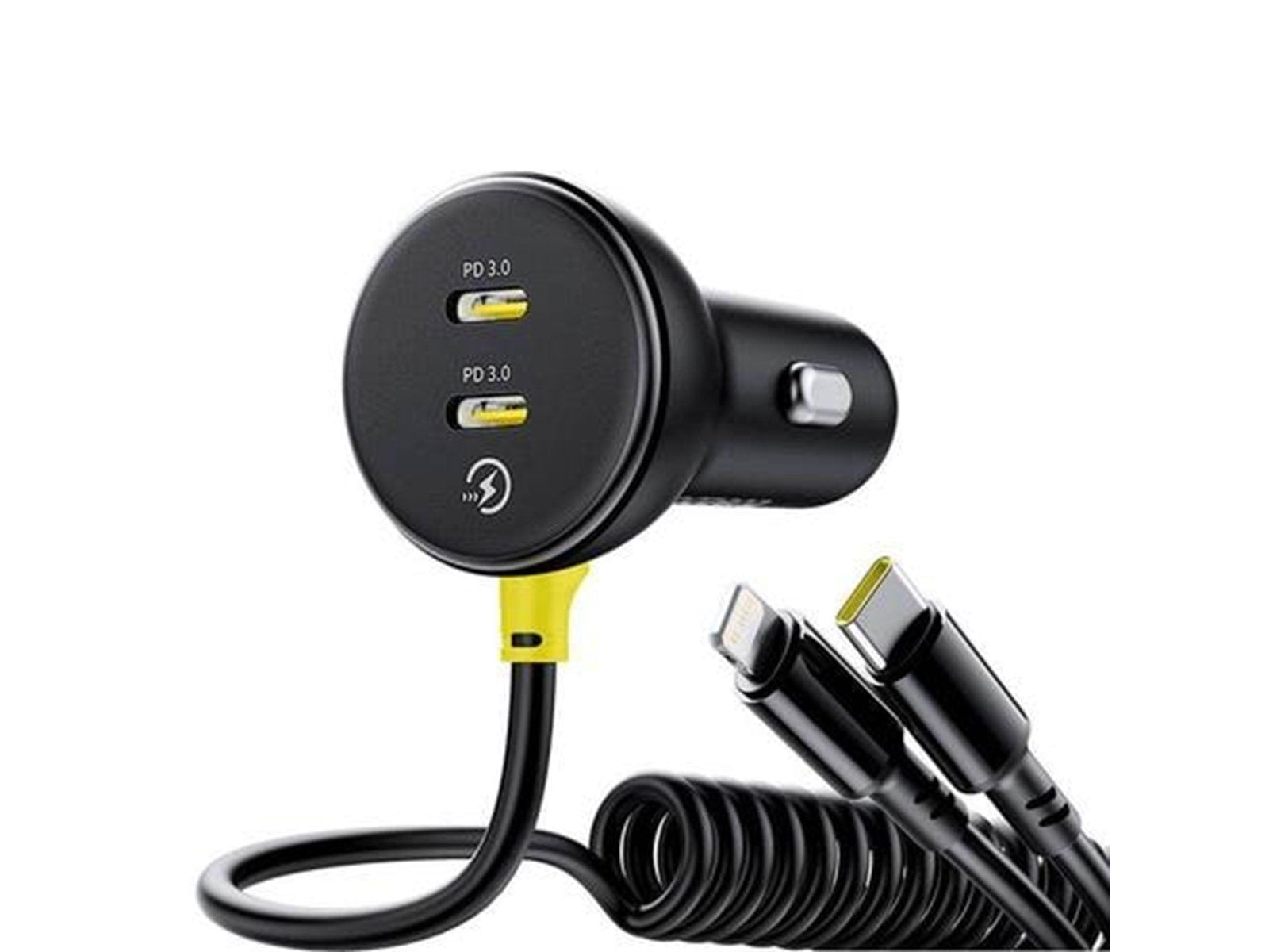 Baseus 60W USB-C Car Charger with Lightning Cable Black