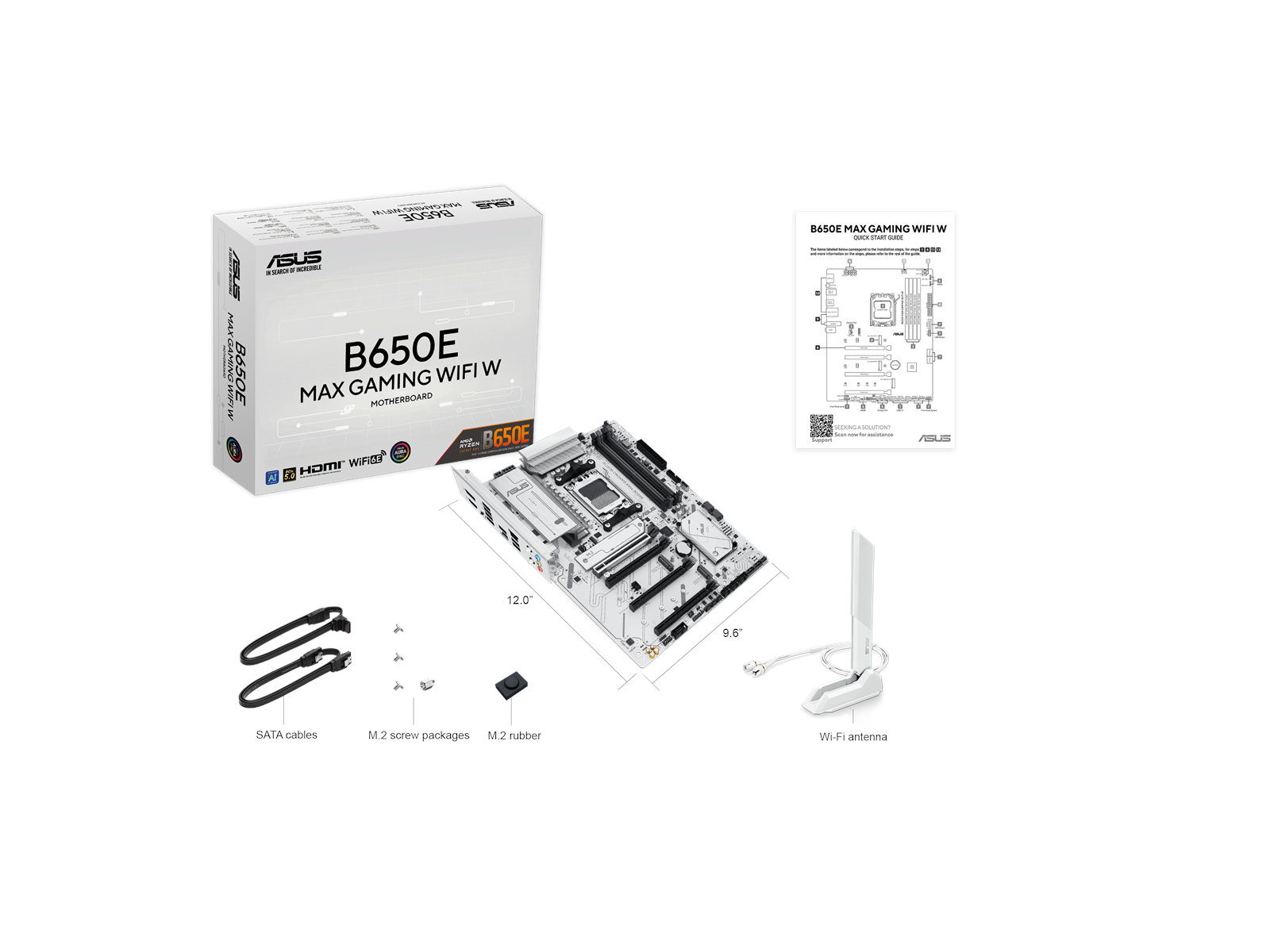 ASUS B650E MAX GAMING WIFI WHITE Mainboard - AMD B650 - AMD AM5 socket - DDR5 RAM - ATX