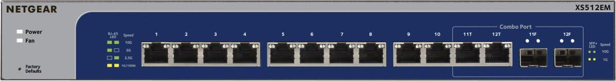 Netgear XS512EM 24-Port Gigabit Smart Managed Plus Switch mit 12 Ports für 10-Gigabit/Multi-Gigabit und 2 Ports SFP+