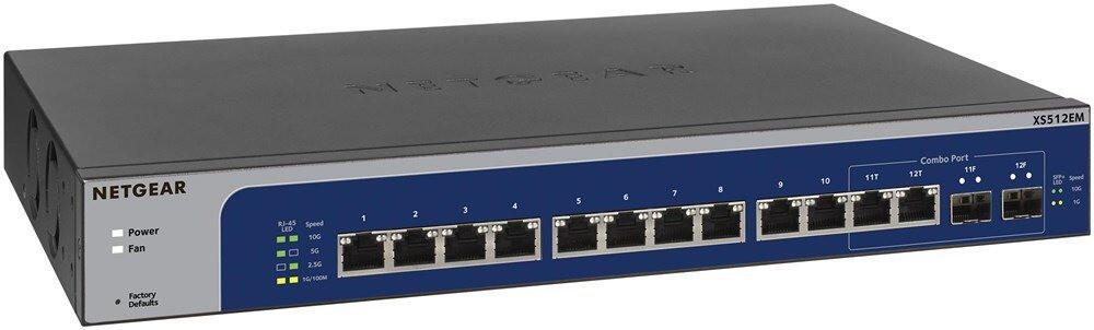 Netgear XS512EM 24-Port Gigabit Smart Managed Plus Switch mit 12 Ports für 10-Gigabit/Multi-Gigabit und 2 Ports SFP+