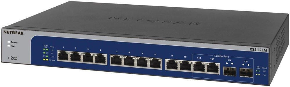 Netgear XS512EM 24-Port Gigabit Smart Managed Plus Switch mit 12 Ports für 10-Gigabit/Multi-Gigabit und 2 Ports SFP+