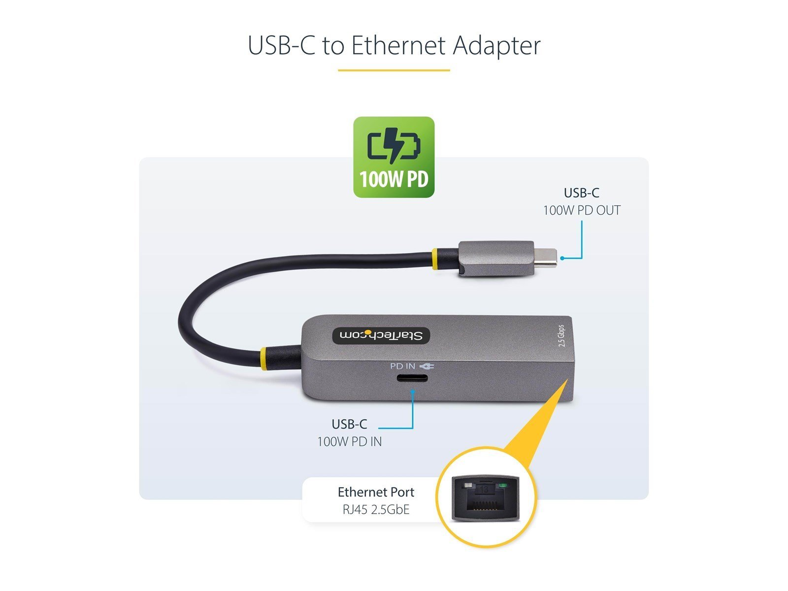 StarTech.com 2.5GbE USB-C to Ethernet Adapter - network adapter - USB-C 3.2 Gen 1 / Thunderbolt 3 - 10M/100M/1G/2.5 Gigabit Ethe