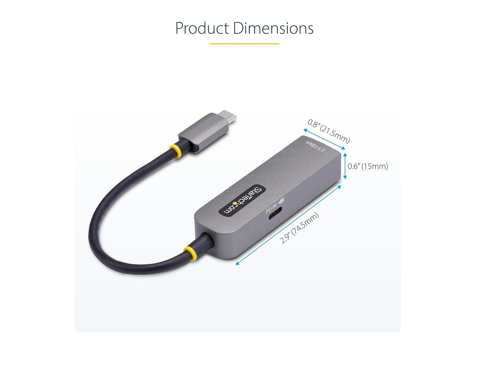 StarTech.com 2.5GbE USB-C to Ethernet Adapter - network adapter - USB-C 3.2 Gen 1 / Thunderbolt 3 - 10M/100M/1G/2.5 Gigabit Ethe