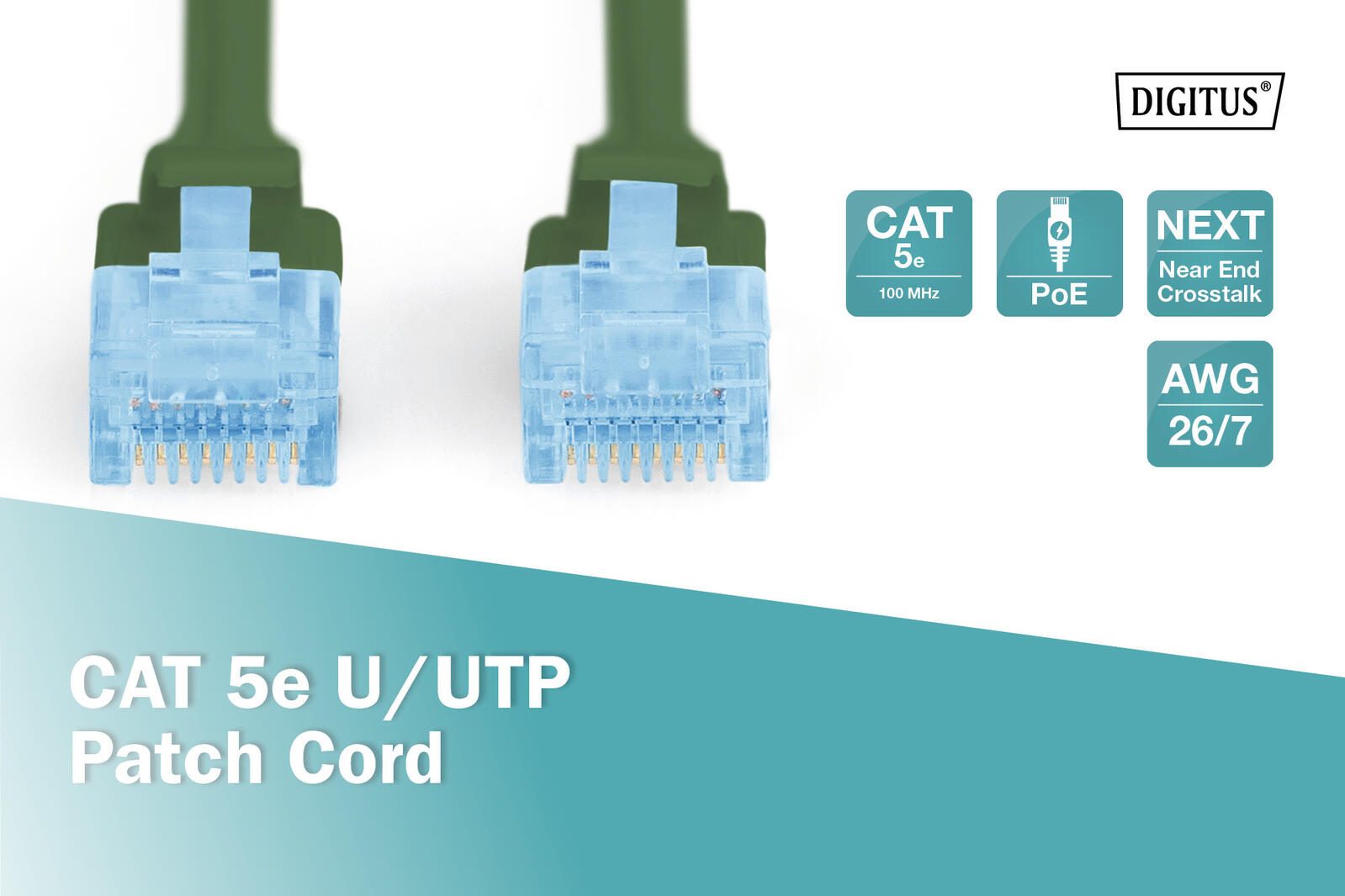 DIGITUS Patch-Kabel RJ-45 (M) zu RJ-45 (M) 2 m Kupfer U/UTP Cat 5e grün (DK-1511-020/G)