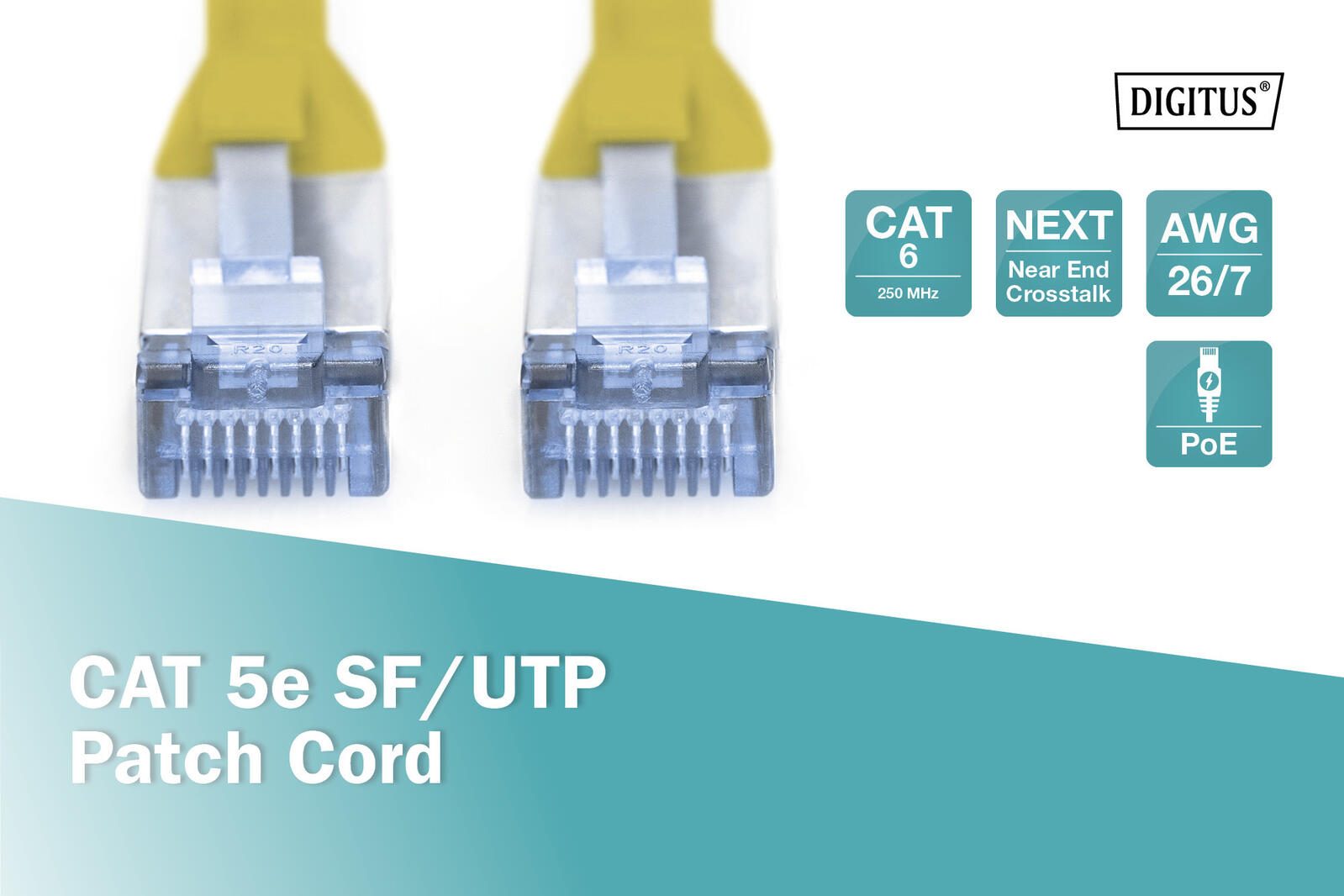 DIGITUS Patch-Kabel RJ-45 (M) zu RJ-45 (M) 3m Kupfer SF/UTP Cat 5e gelb (DK-1531-030/Y)