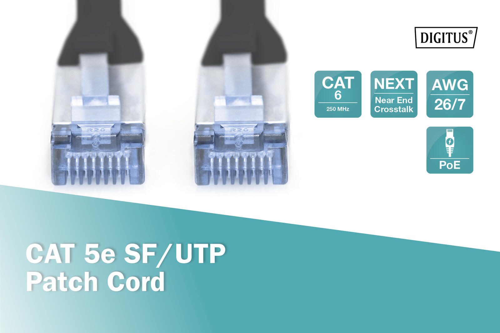 DIGITUS Patch-Kabel RJ-45 (M) zu RJ-45 (M) 5m Kupfer SF/UTP Cat 5e schwarz (DK-1531-050/BL)