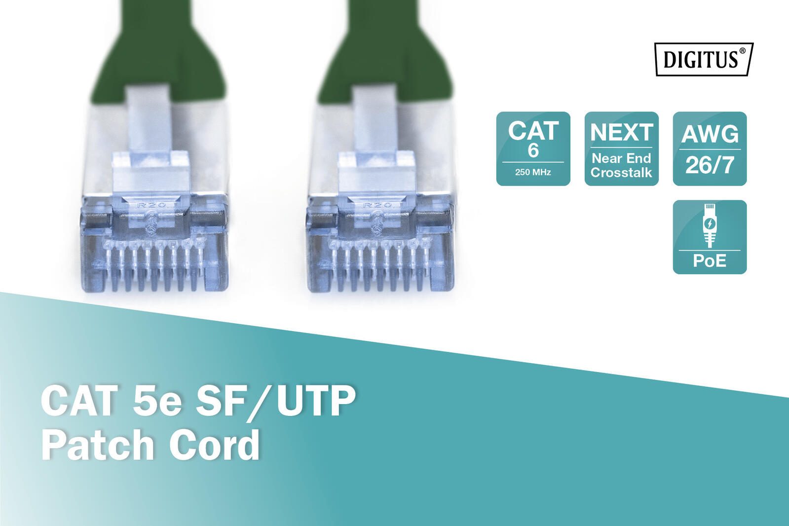 DIGITUS Patch-Kabel RJ-45 (M) zu RJ-45 (M) 5m Kupfer SF/UTP Cat 5e grün (DK-1531-050/G)