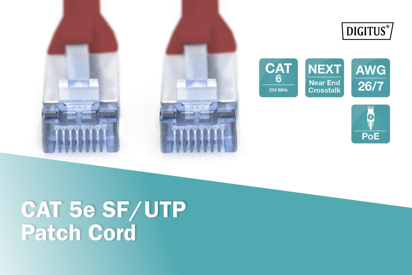 DIGITUS Patch-Kabel RJ-45 (M) zu RJ-45 (M) 5m Kupfer SF/UTP Cat 5e rot (DK-1531-050/R)