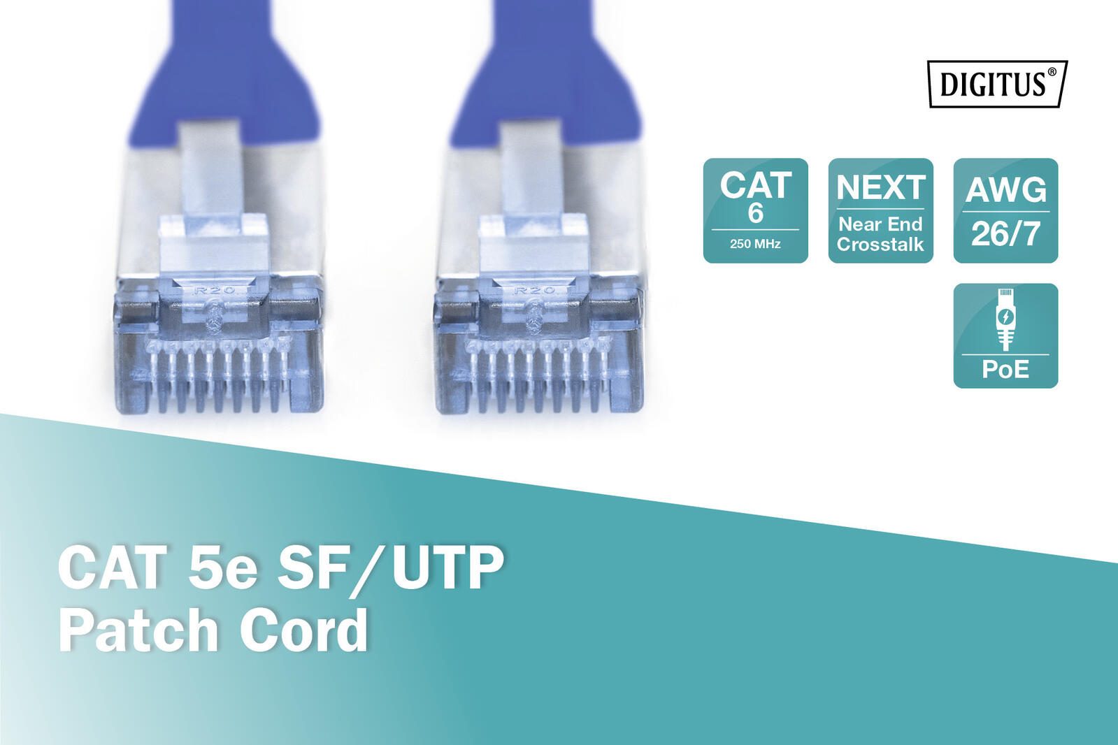 DIGITUS Patch-Kabel RJ-45 (M) zu RJ-45 (M) 10m Kupfer SF/UTP Cat 5e blau (DK-1531-100/B)