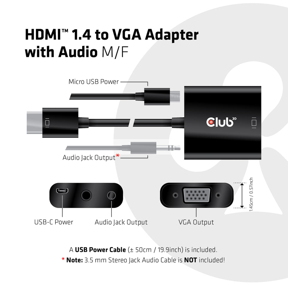 Club3D Adapter HDMI 1.4 > VGA (mit Audio) St/Bu retail