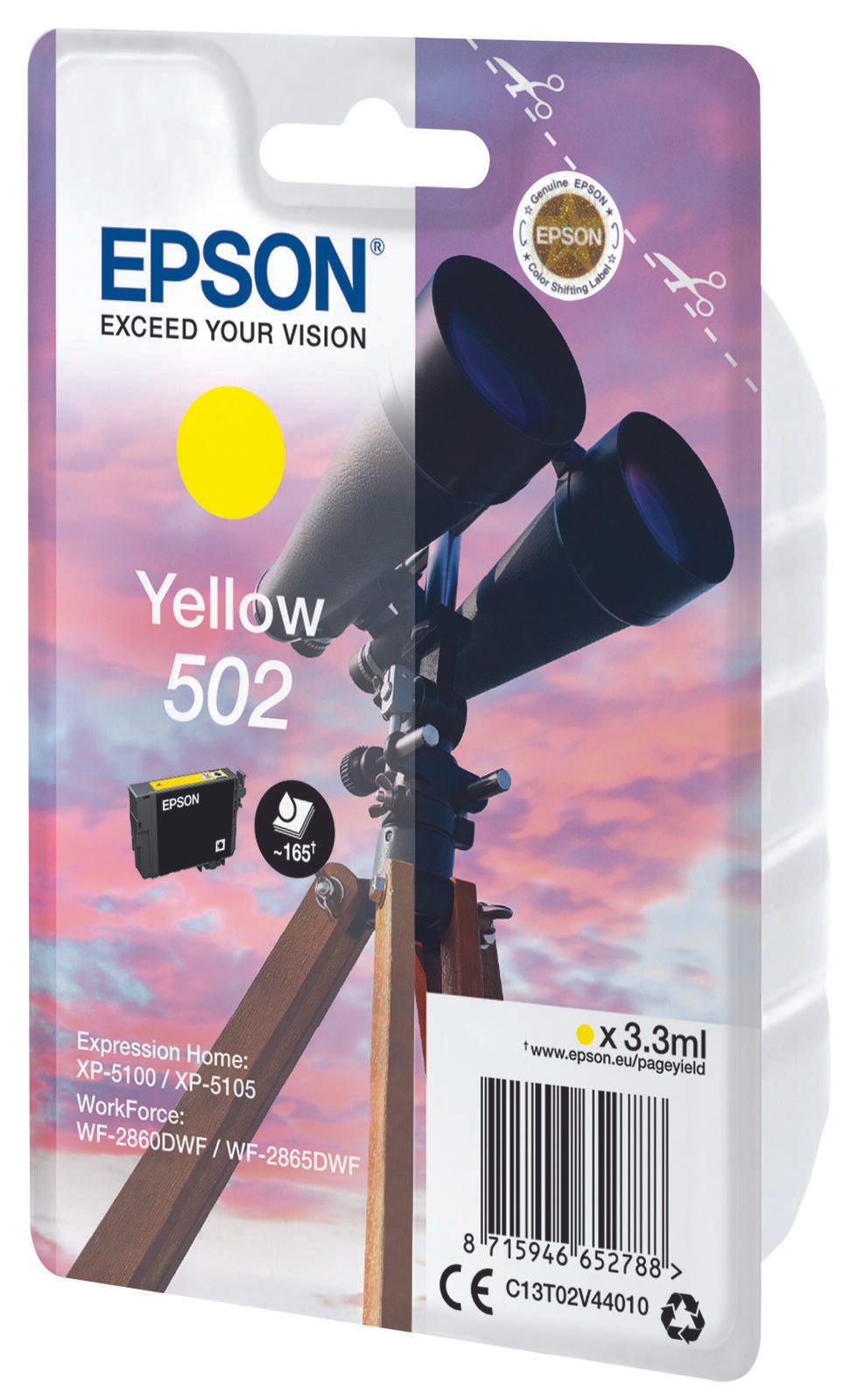 Epson Original 502 Fernglas Druckerpatrone - gelb (C13T02V44010)