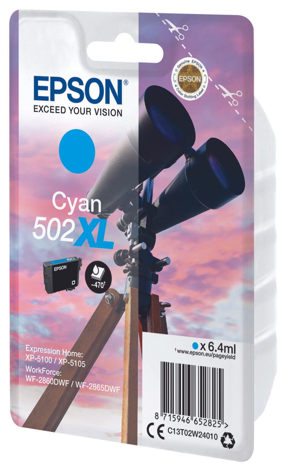 Epson Original 502XL Fernglas Druckerpatrone - cyan (C13T02W24010)