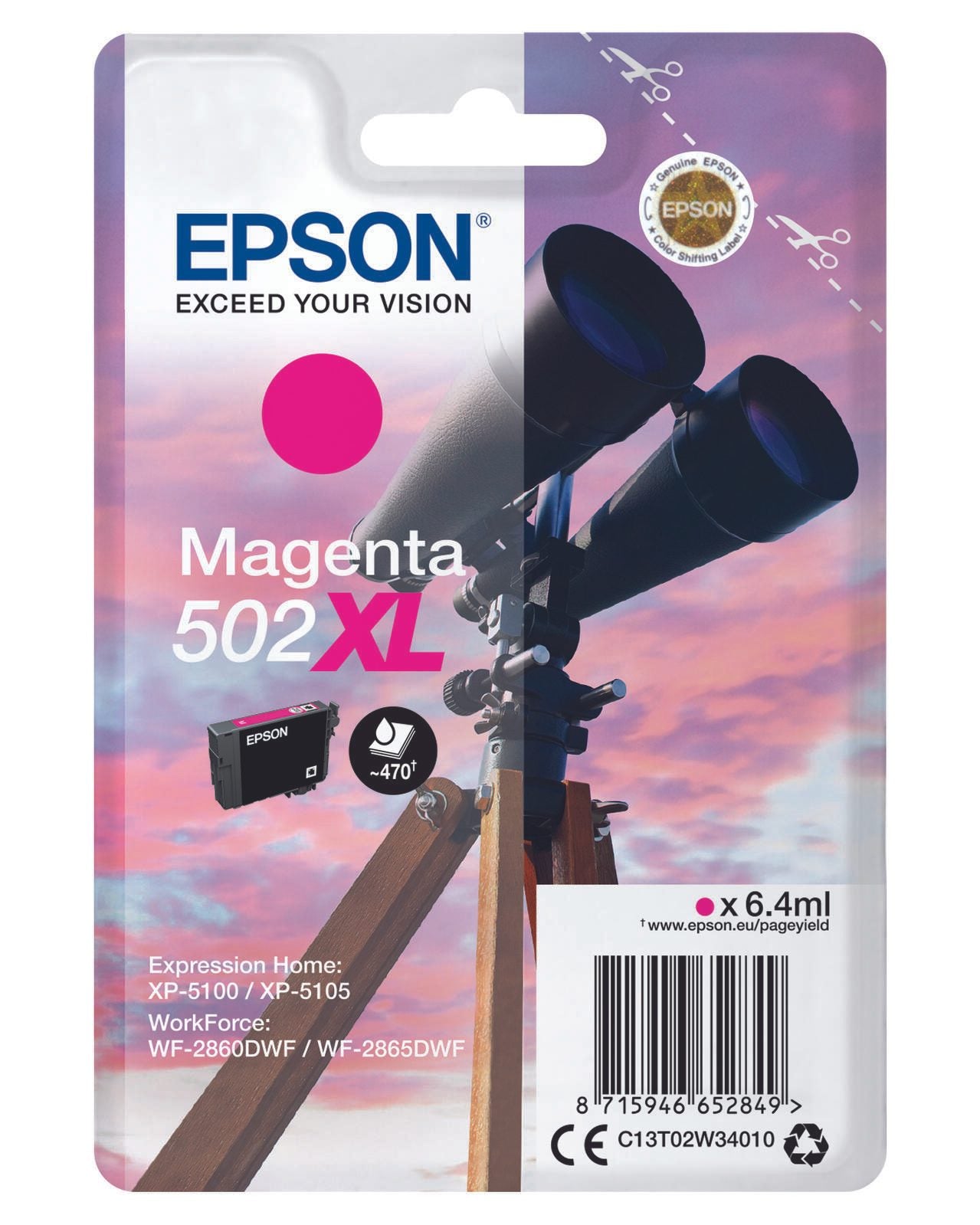 Epson Original 502XL Fernglas Druckerpatrone - magenta (C13T02W34010)