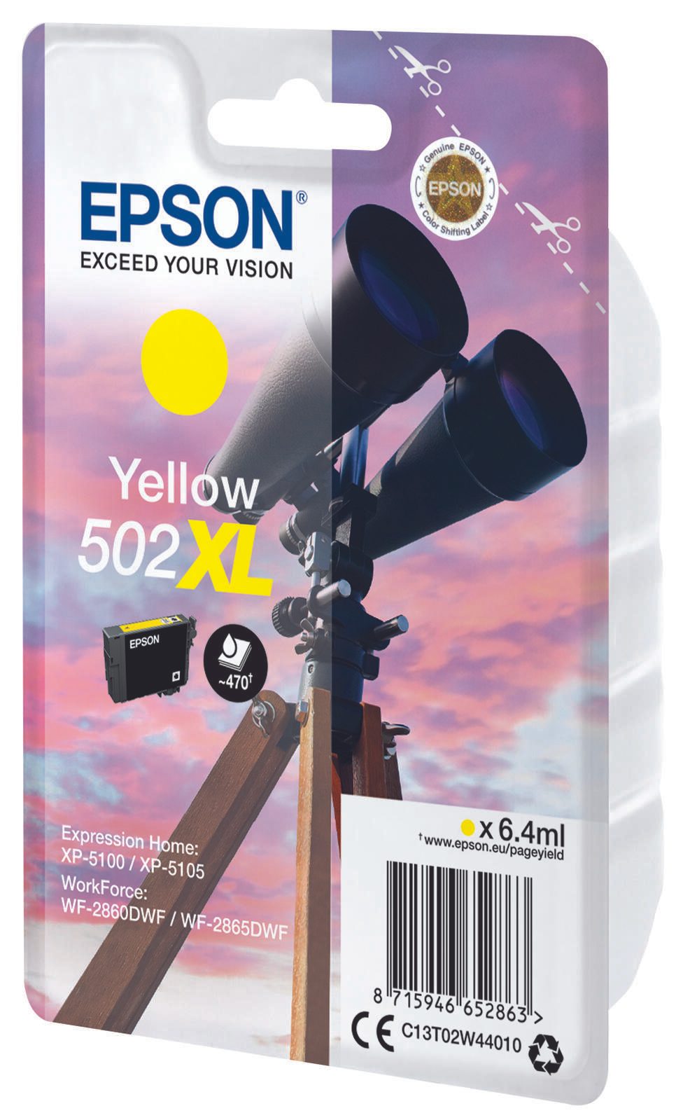 Epson Original 502XL Fernglas Druckerpatrone - gelb (C13T02W44010)