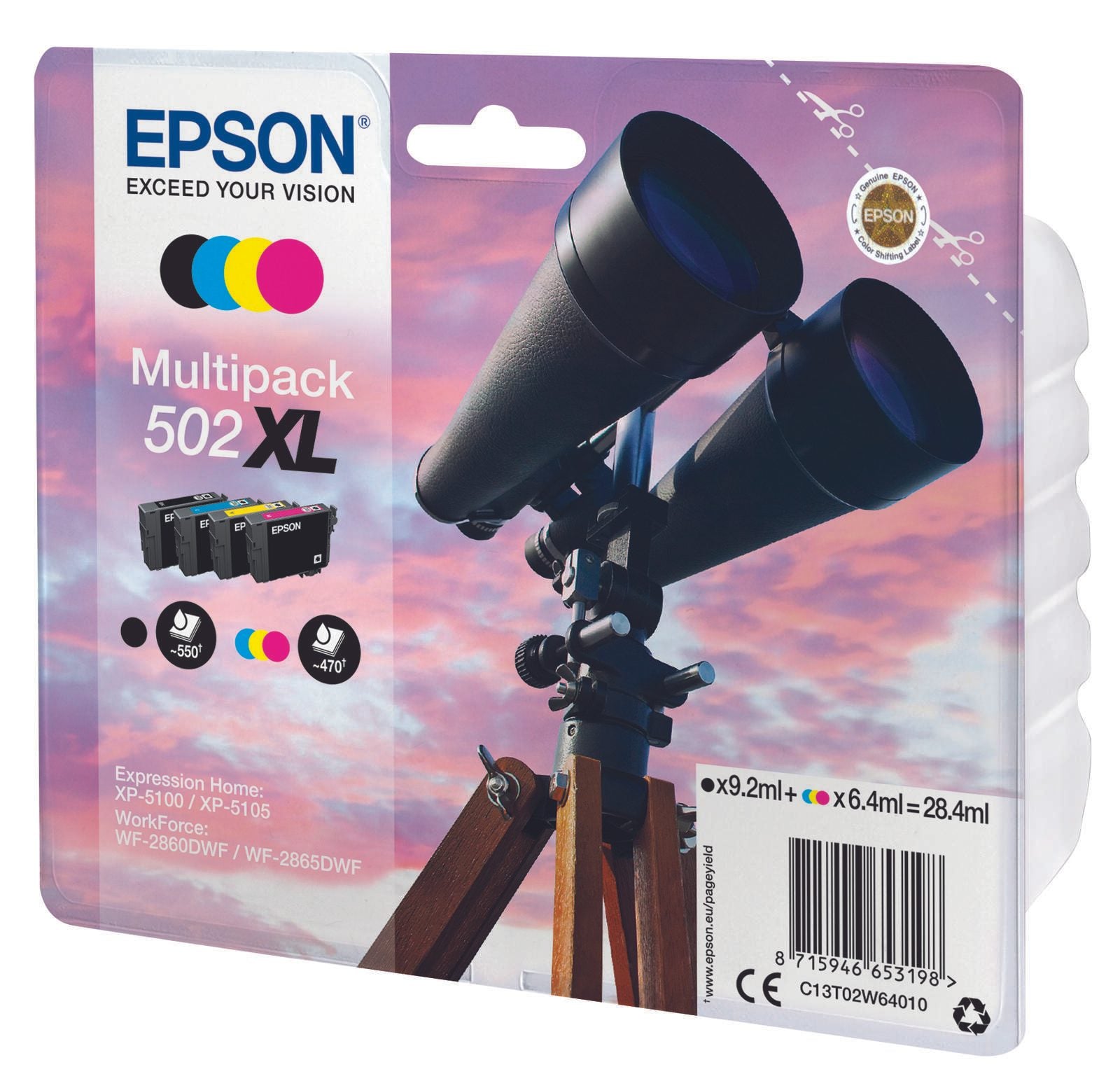 Epson Original 502XL Fernglas Druckerpatronen - 4er Multipack (C13T02W64010)
