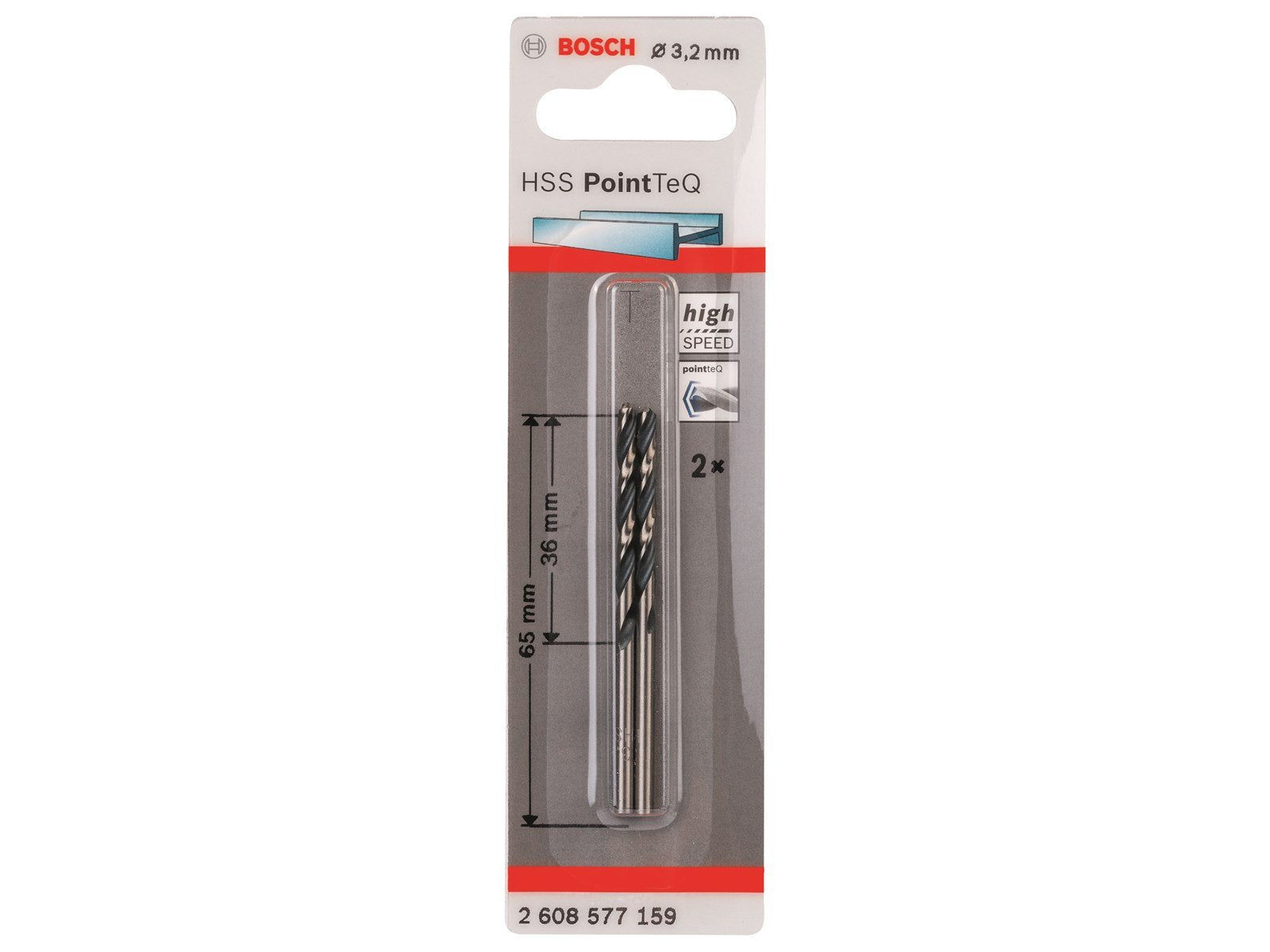 Bosch METALBOR POINTTEC HSS-R 3.2MM 2STK
