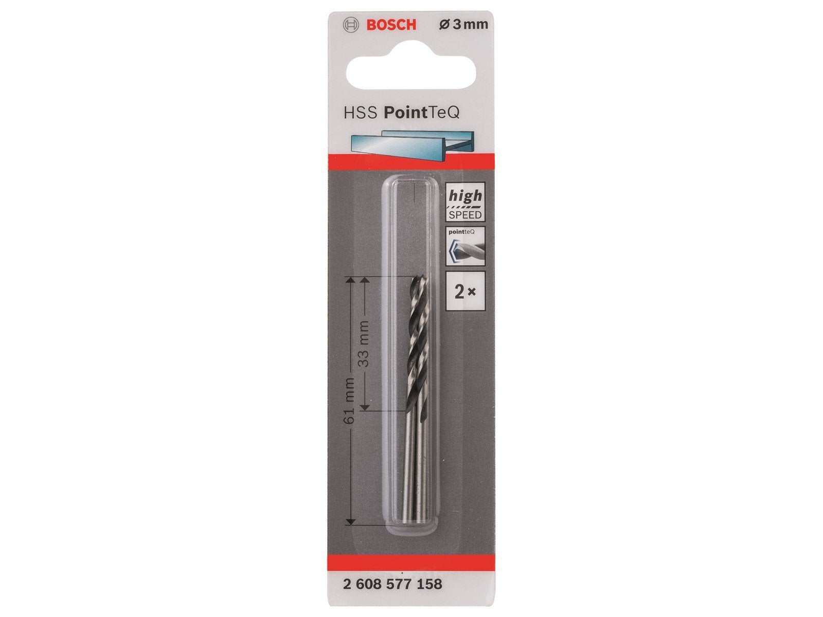 Bosch METALBOR POINTTEC HSS-R 3.0MM 2STK