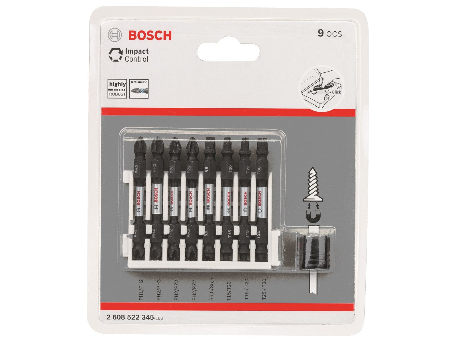 Bosch BITSSÆT IMPACT PH-PZ-SL-TX MAGN 65MM 8S