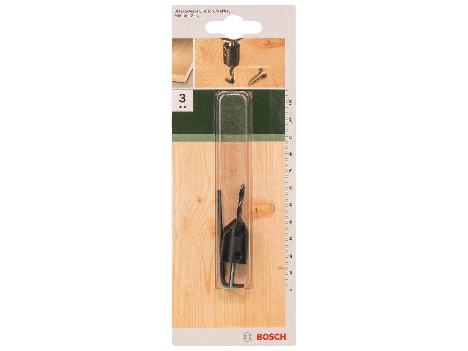 Bosch TRÆSPIRALBOR M. SÆNKER 3X30X60MM 90GR