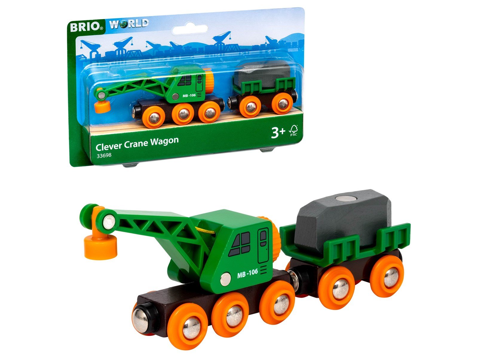 Brio Grüner Kranwagen mit Anhänger