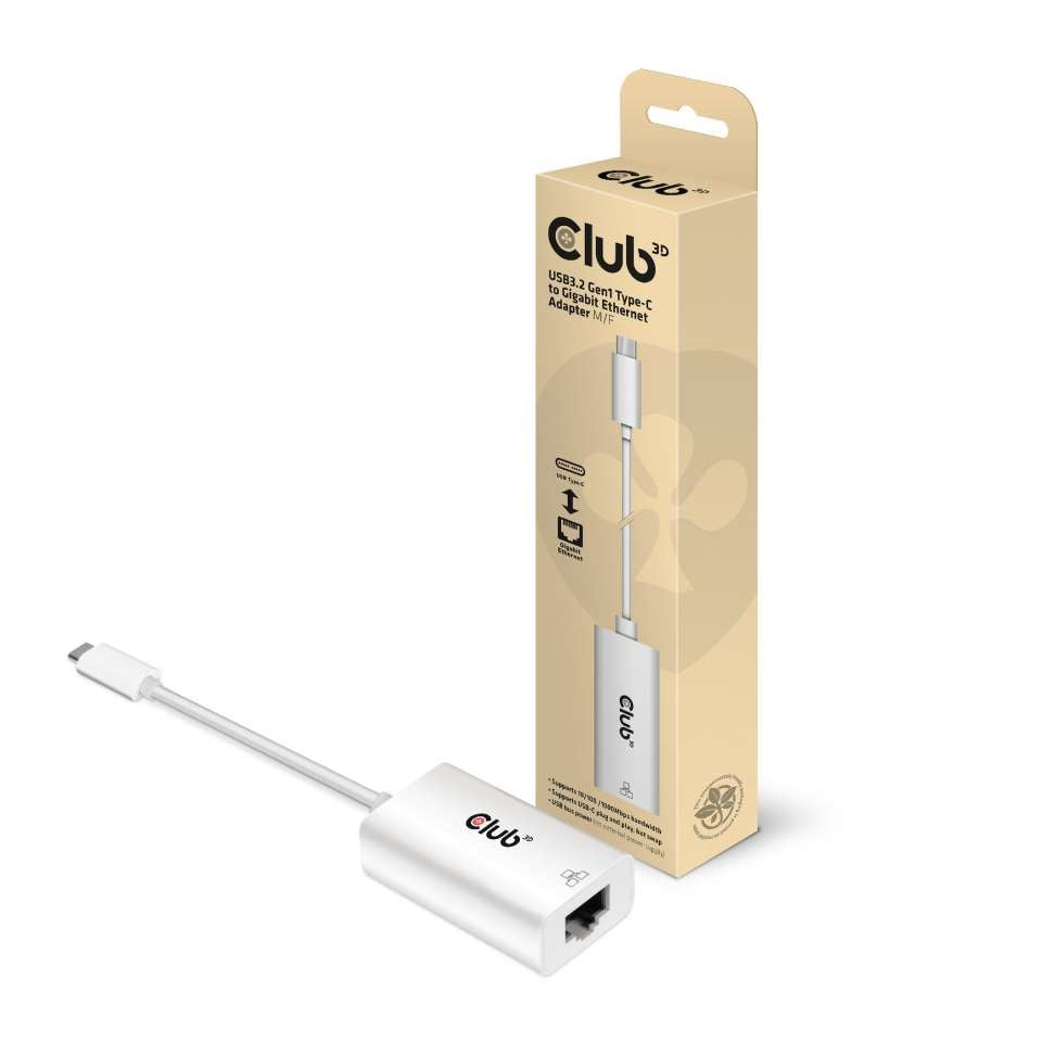 Club3D Adapter USB 3.2 Typ C > RJ-45 Gigabit LAN   St/Bu retail