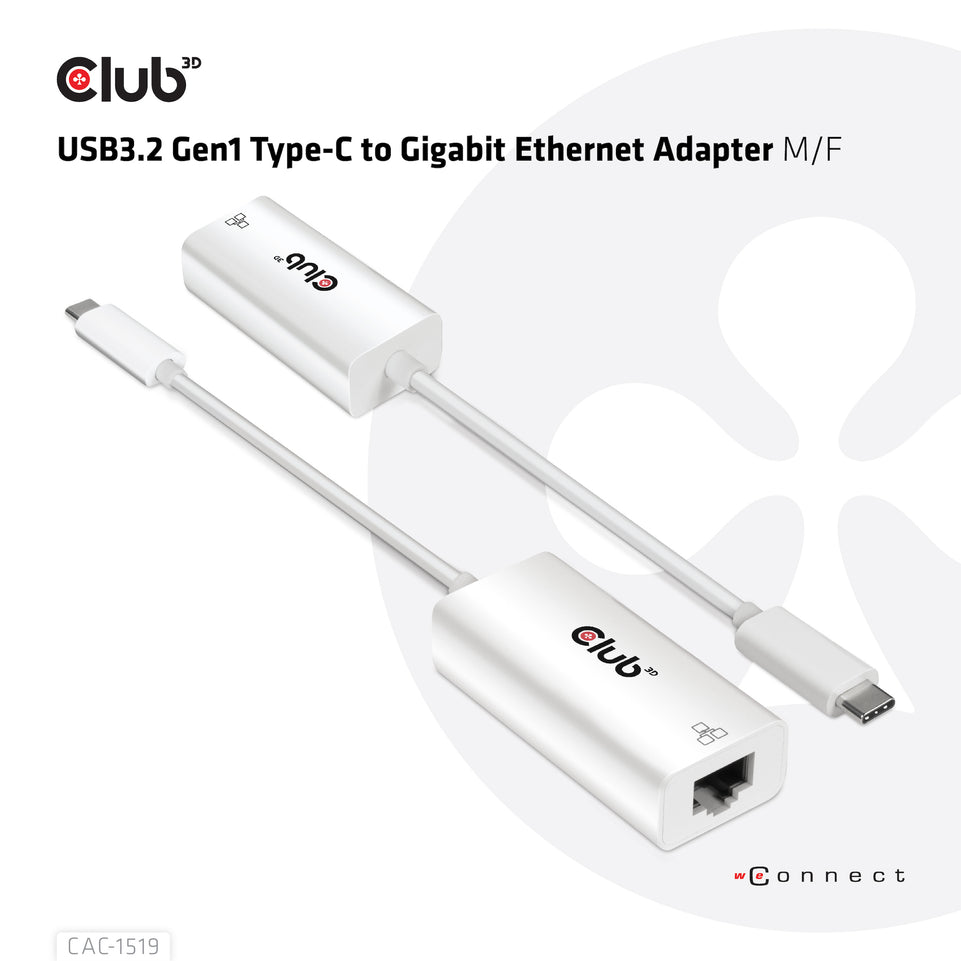 Club3D Adapter USB 3.2 Typ C > RJ-45 Gigabit LAN   St/Bu retail