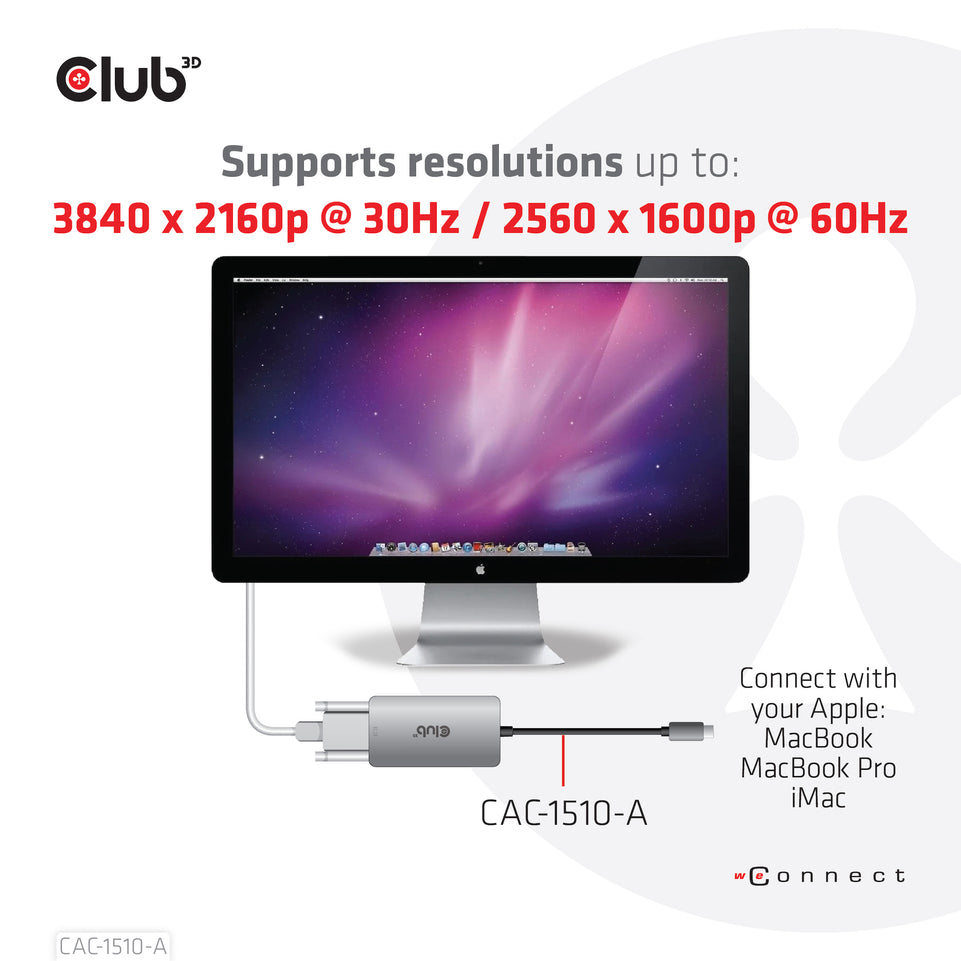 Club3D Adapter USB 3.2 Typ C > DVI-D  HDCP Off   aktiv St/Bu ret